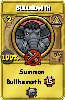 Wizard101 Myth spell card: Bullhemoth, Spell ID 6941
