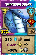 Wizard101 Ice spell card: Shivering Snake, Spell ID 6947