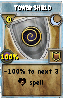 Wizard101 Moon spell card: Tower Shield, Spell ID 6951