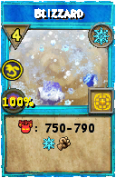 Wizard101 Ice spell card: Blizzard, Spell ID 6972