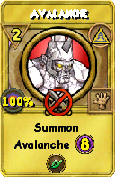 Wizard101 Myth spell card: Avalanche, Spell ID 6975