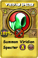 Wizard101 Myth spell card: Viridian Specter, Spell ID 6978