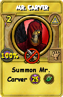 Wizard101 Myth spell card: Mr. Carver, Spell ID 6980