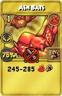 Wizard101 Fire spell card: Ash Bats, Spell ID 6988
