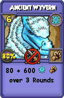 Wizard101 Ice spell card: Ancient Wyvern, Spell ID 6246