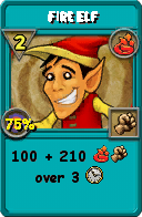 Wizard101 Fire spell card: Fire Elf, Spell ID 6976