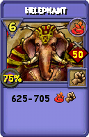 Wizard101 Fire spell card: Helephant, Spell ID 6036