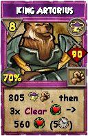 Wizard101 Storm spell card: King Artorius, Spell ID 6378