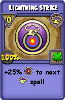 Wizard101 Storm spell card: Lightning Strike, Spell ID 6403