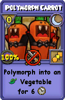 Wizard101 Moon spell card: Polymorph Carrot, Spell ID 6772