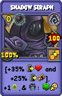 Wizard101 Shadow spell card: Shadow Seraph, Spell ID 6281