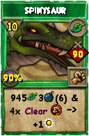 Wizard101 Life spell card: Spinysaur, Spell ID 6244