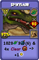 Wizard101 Life spell card: Spinysaur, Spell ID 6247