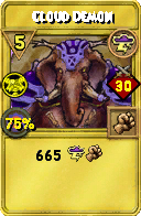 Wizard101 Storm spell card: Cloud Demon, Spell ID 7010