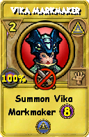 Wizard101 Myth spell card: Vika Markmaker, Spell ID 7019