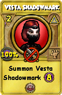 Wizard101 Myth spell card: Vesta Shadowmark, Spell ID 7026