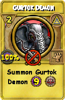 Wizard101 Myth spell card: Gurtok Demon, Spell ID 7036