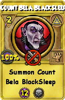 Wizard101 Myth spell card: Count Bela BlackSleep, Spell ID 7038