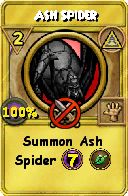 Wizard101 Myth spell card: Ash Spider, Spell ID 7039