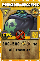 Wizard101 Sun spell card: Prince Humongofrog, Spell ID 7042