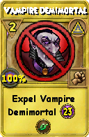 Wizard101 Myth spell card: Vampire Demimortal, Spell ID 7063