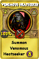 Wizard101 Myth spell card: Venomous Heatseeker, Spell ID 7067