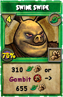 Wizard101 Life spell card: Swine Swipe, Spell ID 7074