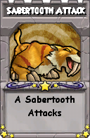Wizard101 School 16 spell card: Sabertooth Attack, Spell ID 7075