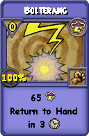 Wizard101 Storm spell card: Bolterang, Spell ID 7079