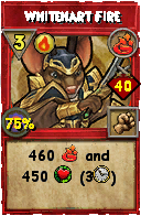 Wizard101 Fire spell card: Whitehart Fire, Spell ID 7080