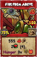 Wizard101 Fire spell card: Fire from Above, Spell ID 7087