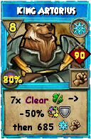 Wizard101 Ice spell card: King Artorius, Spell ID 7094