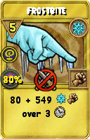 Wizard101 Ice spell card: Frostbite, Spell ID 7099