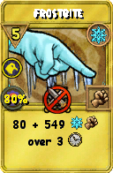 Wizard101 Ice spell card: Frostbite, Spell ID 7100