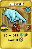 Wizard101 Ice spell card: Frostbite, Spell ID 7101