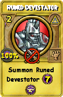 Wizard101 Myth spell card: Runed Devestator, Spell ID 7123
