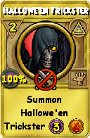 Wizard101 Myth spell card: Hallowe'en Trickster, Spell ID 7127