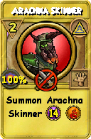 Wizard101 Myth spell card: Arachna Skinner, Spell ID 7130