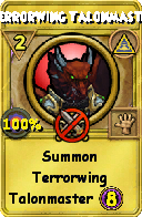 Wizard101 Myth spell card: Terrorwing Talonmaster, Spell ID 7137