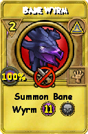 Wizard101 Myth spell card: Bane Wyrm, Spell ID 7138