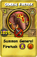 Wizard101 Myth spell card: General Firetusk, Spell ID 7139