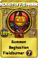 Wizard101 Myth spell card: Beghastion Fieldburner, Spell ID 7143