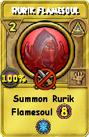Wizard101 Myth spell card: Rurik Flamesoul, Spell ID 7154