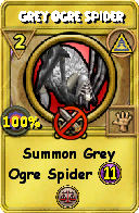 Wizard101 Myth spell card: Grey Ogre Spider, Spell ID 7158