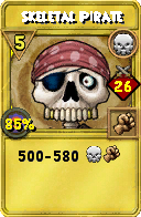 Wizard101 Death spell card: Skeletal Pirate, Spell ID 7162