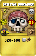 Wizard101 Death spell card: Skeletal Buccaneer, Spell ID 7164