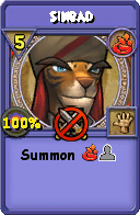 Wizard101 Fire spell card: Sinbad, Spell ID 7208
