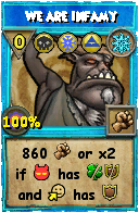 Wizard101 Ice spell card: We are Infamy, Spell ID 7209