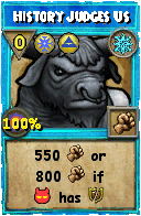Wizard101 Ice spell card: History Judges Us, Spell ID 7211