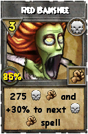 Wizard101 Death spell card: Red Banshee, Spell ID 7213